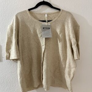 Beige Button-Up Cardigan